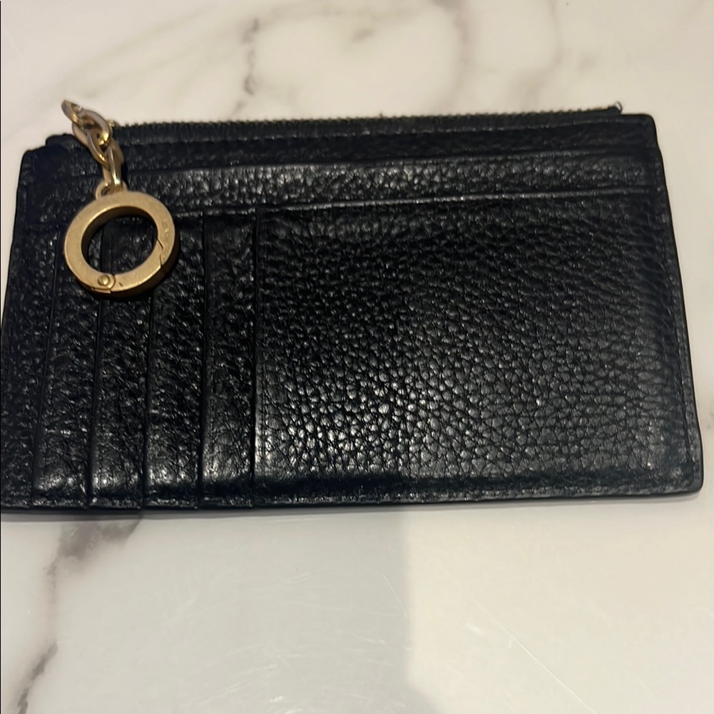 Kate Spade Saturday Black Leather Card Holder With Key Ring